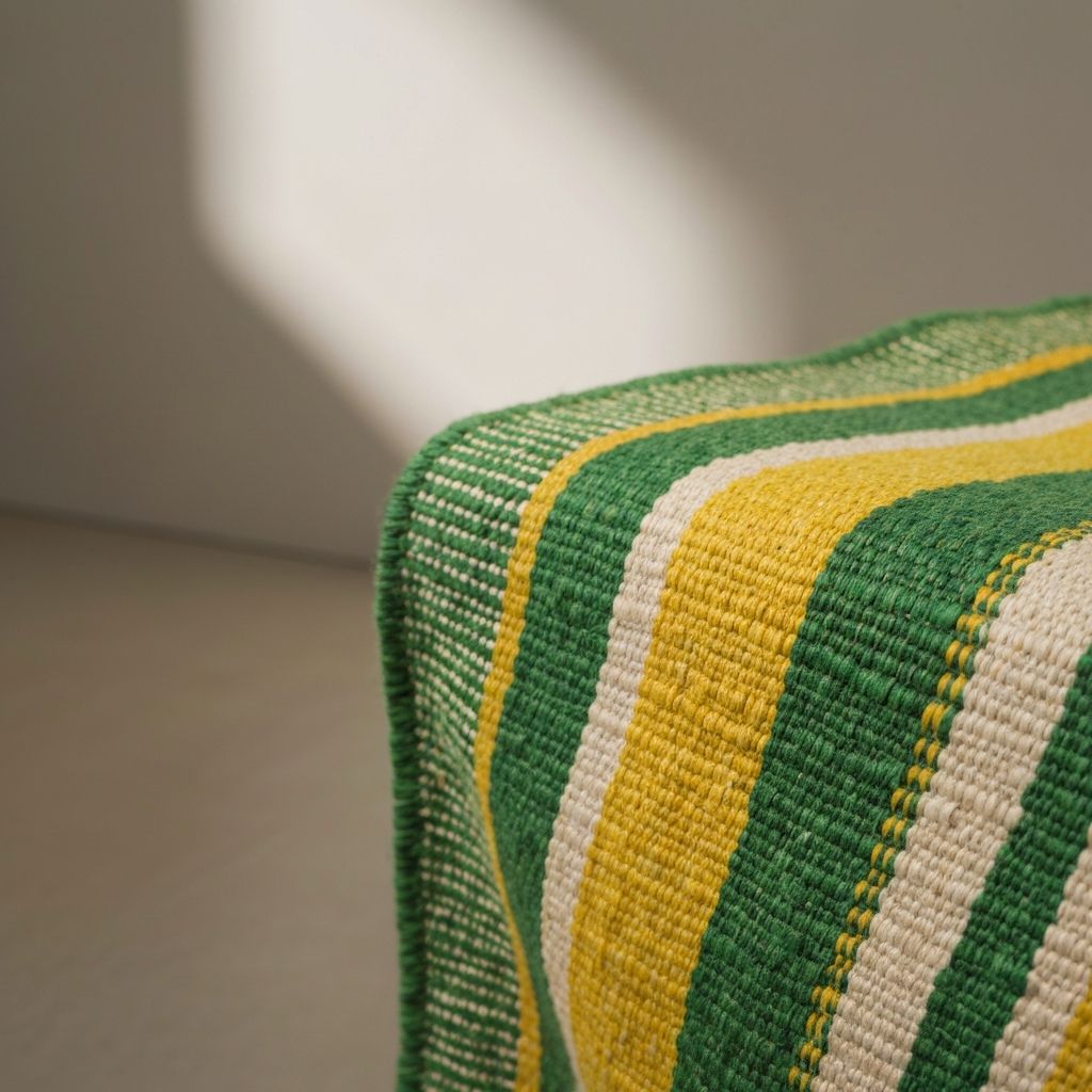 Tapete artesanal verde e amarelo